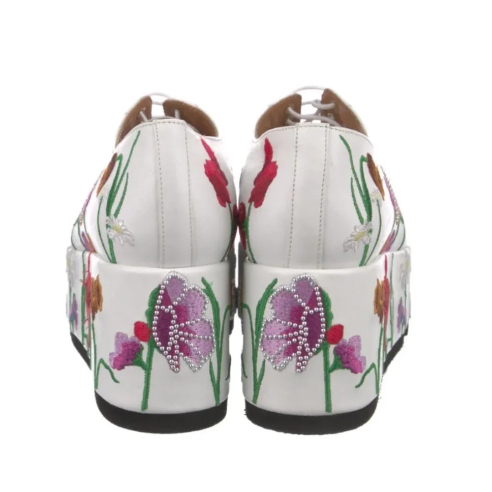 Robert Clergerie x Lucia Liu Anyang Floral Platform Loafers in White 40.5 10